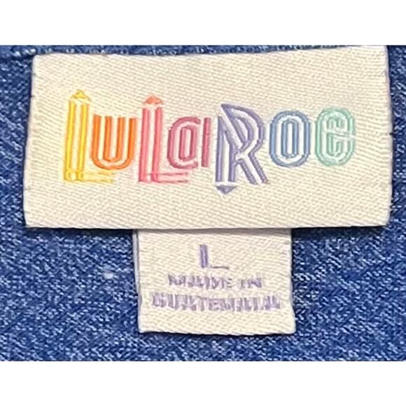 LULAROE SHORT SLV PULL-OVER RND NECK T-SHIRT/TOP, WOMENS, L (EXTRA LONG), BLUE - Picture 9 of 9
